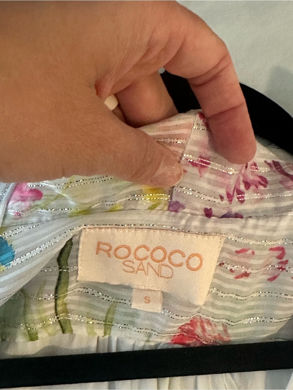 Rococo Sand White Skirt with Pink and Green Floral Print